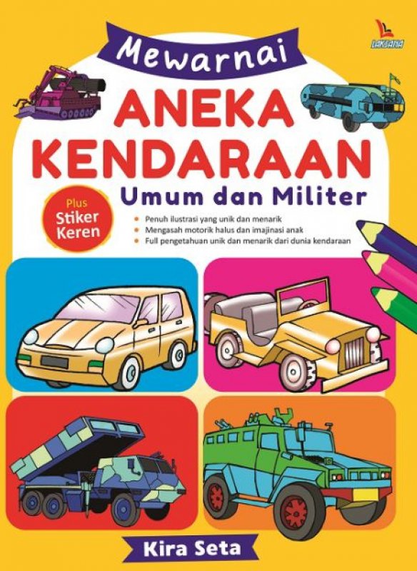 Cover Buku Mewarnai Aneka Kendaraan Umum dan Militer
