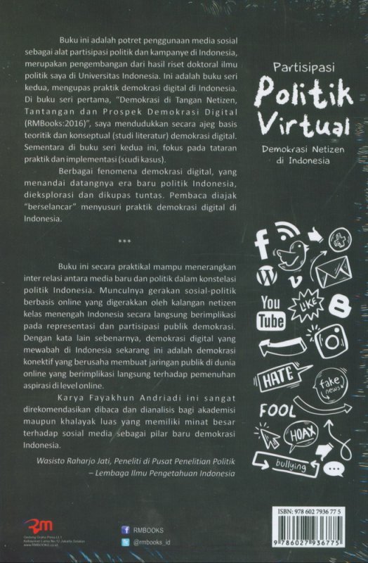 Cover Belakang Buku Partisipasi Politik Virtual (RM BOOK)