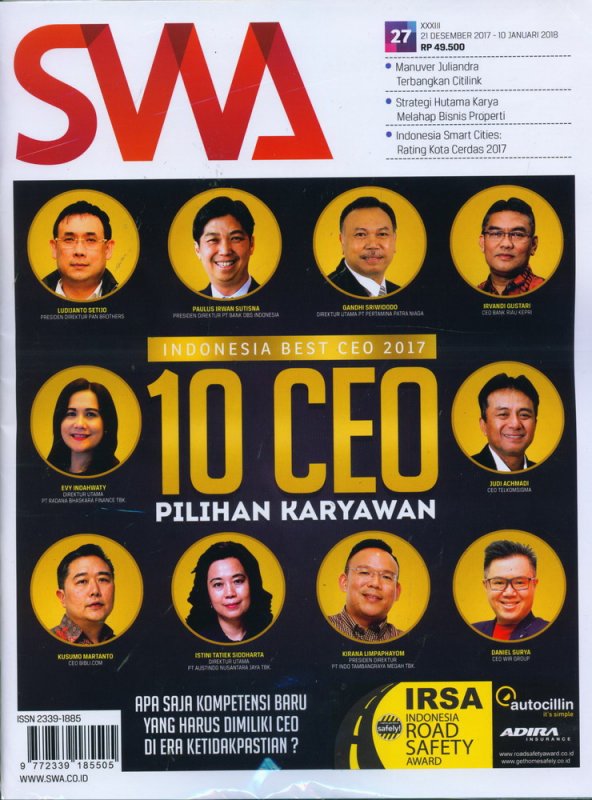 Cover Buku Majalah SWA Sembada No. 27 | 21 Desember - 10 Januari 2017