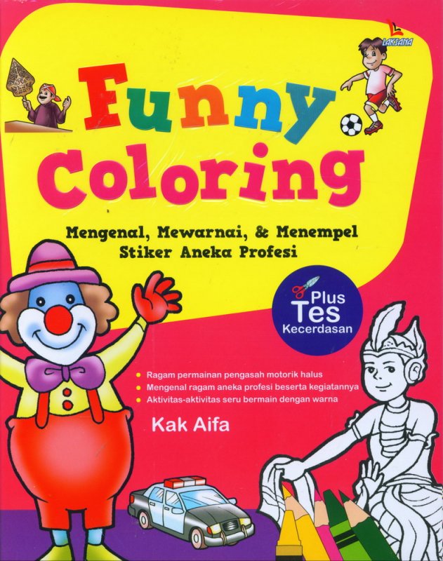 Cover Buku Funny Coloring (Mengenal, Mewarnai, & Menempel Stiker Aneka Profesi)