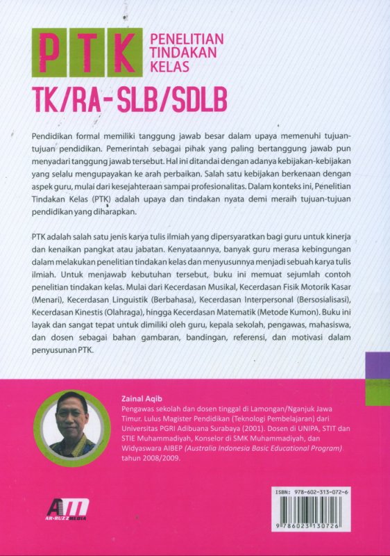Cover Belakang Buku PTK Penelitian Tindakan Kelas TK/RA - SLB/SDLB