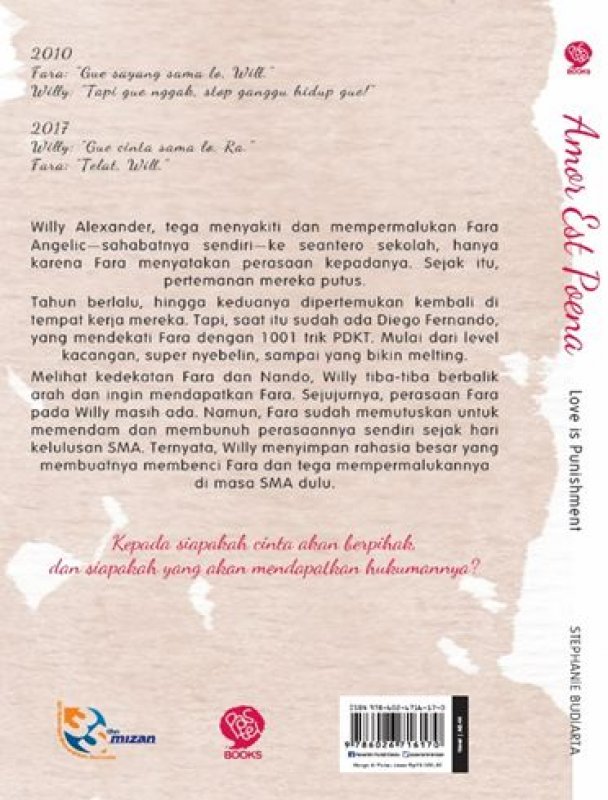 Cover Belakang Buku Amor Est Poena: Love is Punishment