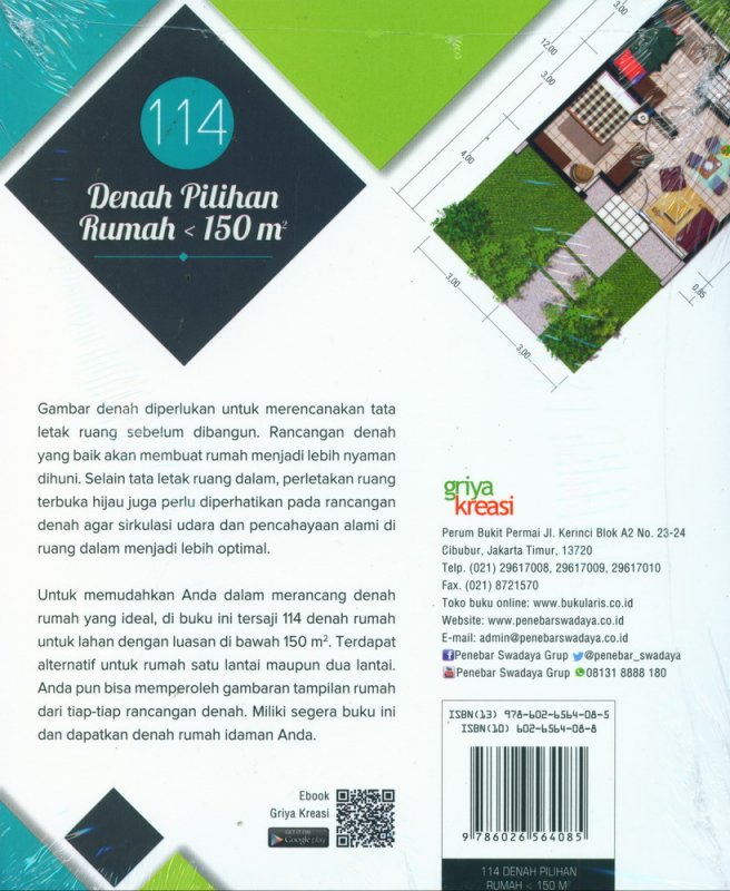 Cover Belakang Buku 114 Denah Pilihan Rumah < 150 m2 (2018)