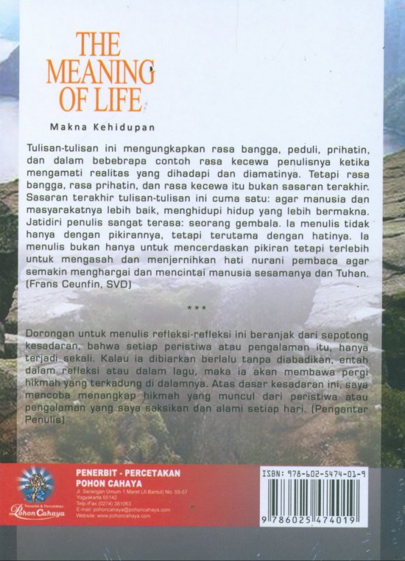 Cover Belakang Buku The Meaning of Life - Makna Kehidupan