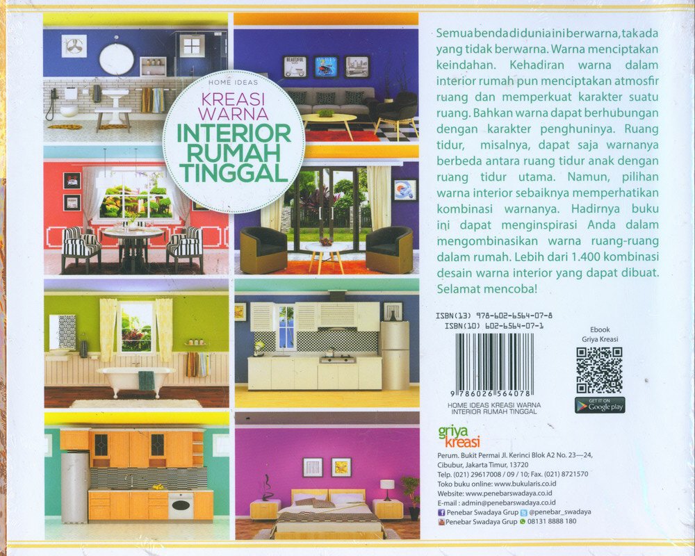 Cover Belakang Buku Home Ideas: Kreasi Warna Interior Rumah Tinggal 1400 Desain Kombinasi Warna