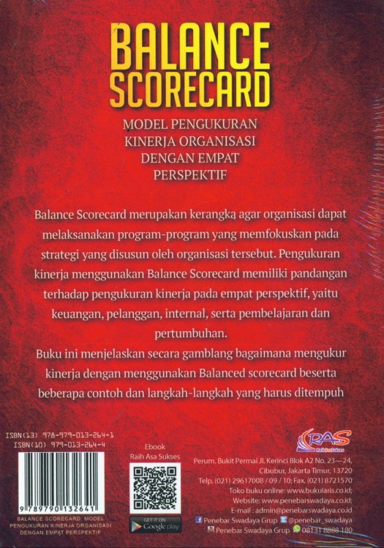 Cover Belakang Buku Balance Scorecard: Model Pengukuran Kinerja Organisasi Dengan Empat Perspektif