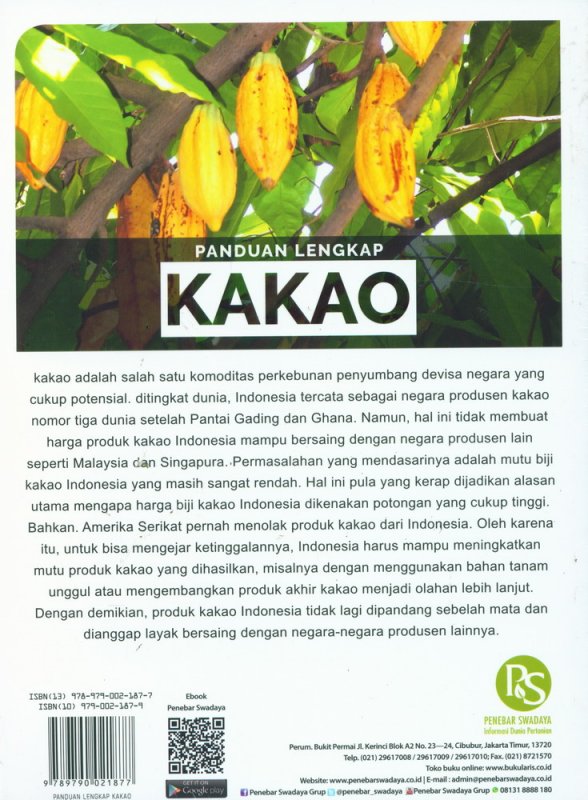Cover Belakang Buku Panduan Lengkap Kakao - Manajemen Agribisnis dari Hulu hingga Hilir