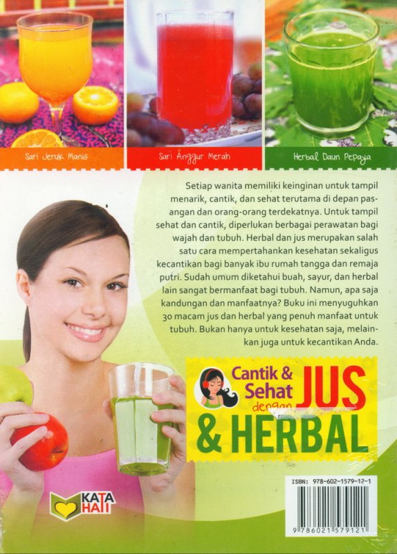 Cover Belakang Buku Cantik & Sehat dengan Jus & Herbal (Full Color)