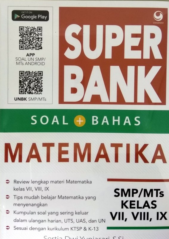 Cover Buku Super Bank Soal Bahas Matematika SMP/MTs VII, VIII, IX