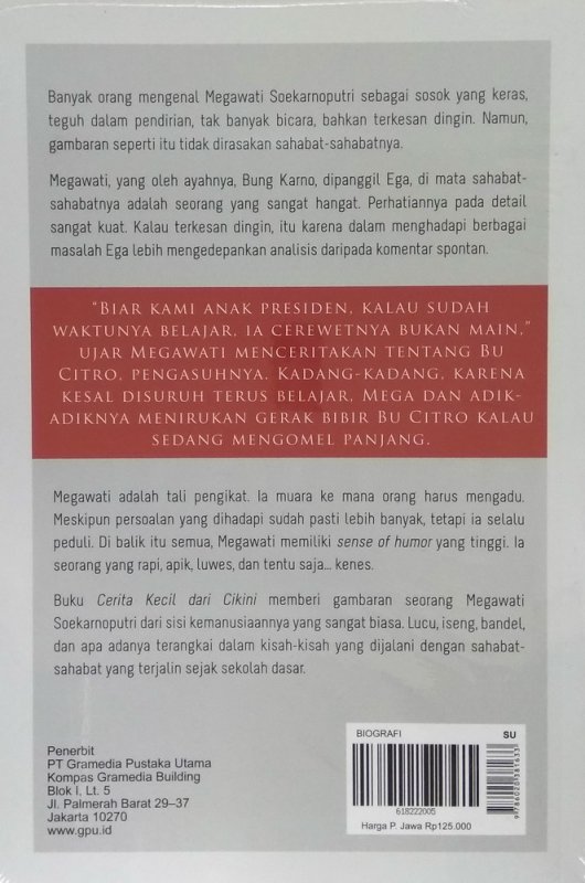 Cover Belakang Buku Cerita Kecil Dari Cikini: Sepenggal Persahabatan Bersama Megawati S