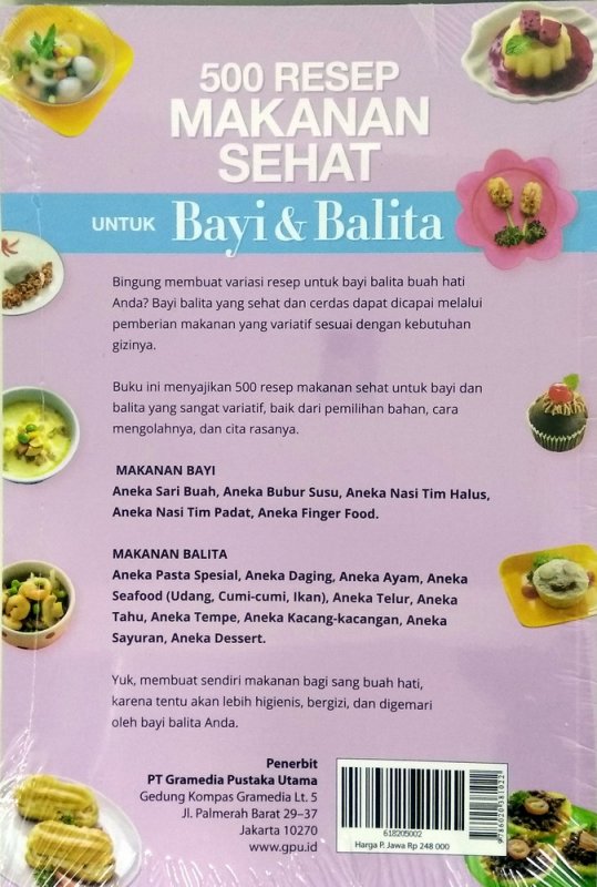 Cover Belakang Buku 500 Resep Makanan Sehat Untuk Bayi & Balita