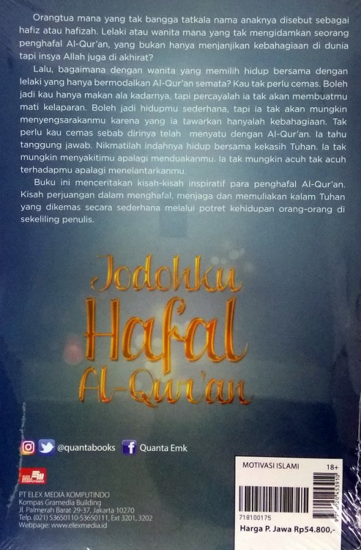 Cover Belakang Buku Jodohku Hafal Al-Qur An