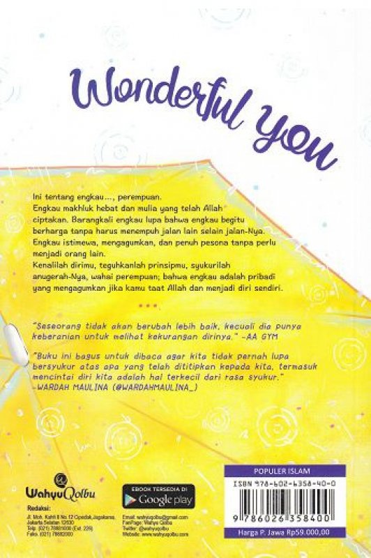 Cover Belakang Buku Wonderful You (Promo Best Book)