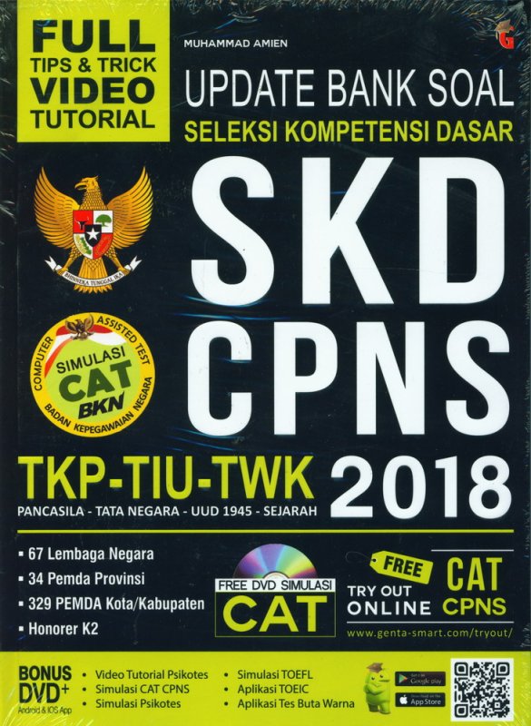 Cover Buku Update Bank Soal Seleksi Kompetensi Dasar SKD CPNS 2018