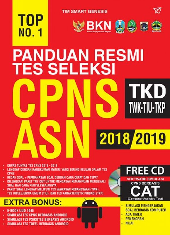 Cover Buku TOP NO. 1 PANDUAN RESMI TES SELEKSI CPNS ASN 2018-2019