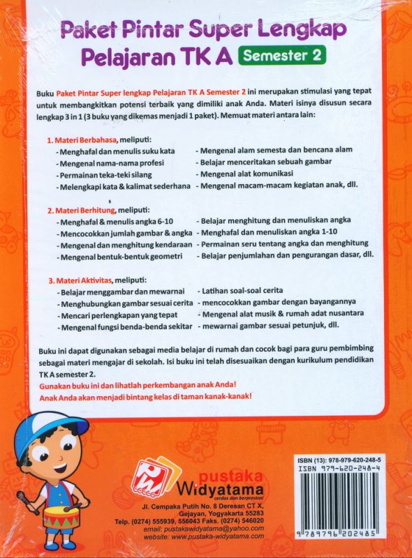 Cover Belakang Buku Paket Pintar Super lengkap TK A Semester 2
