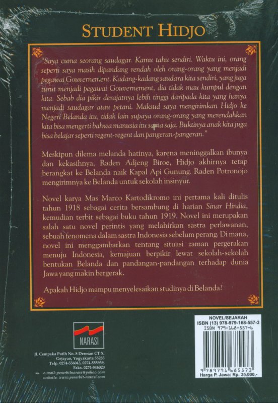 Cover Belakang Buku Student Hidjo (Edisi Baru)