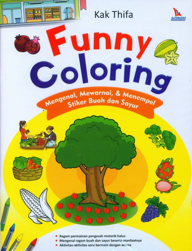 Cover Buku Funny Coloring (Mengenal, Mewarnai, & Menempel Stiker Buah dan Sayur)