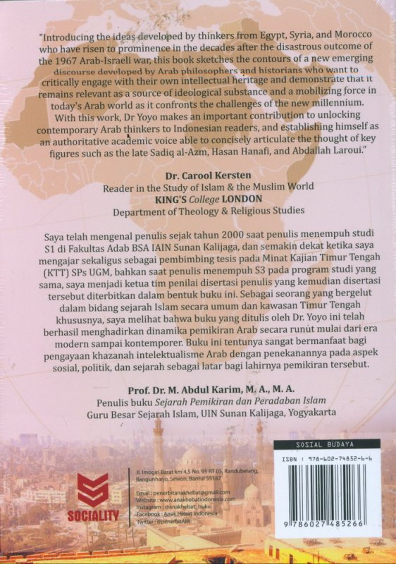 Cover Belakang Buku Pemikiran Arab: Dinamika Intelektual, Ideologi dan Gerakan