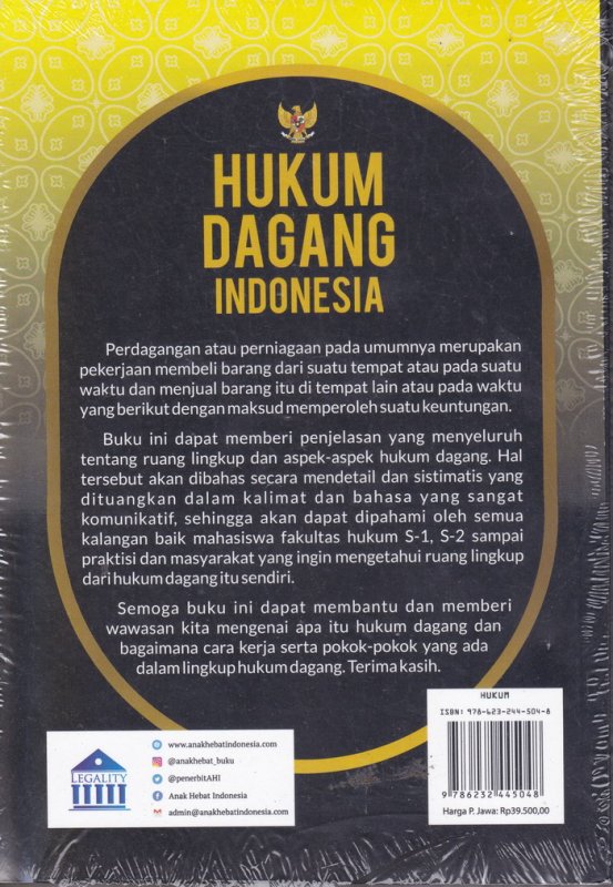 Cover Belakang Buku Hukum Dagang Indonesia