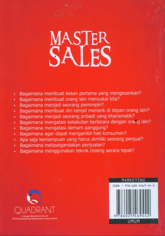 Cover Belakang Buku Master Sales: Bagaimana Melipatgandakan Penjualan di Tengah Persaingan