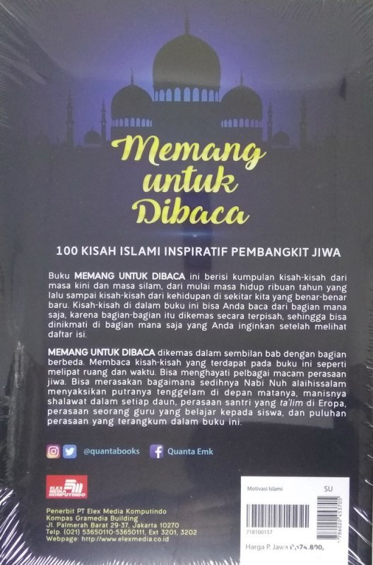 Cover Belakang Buku Memang Untuk Dibaca: 100 Kisah Islami Inspiratif Pembangun Jiwa