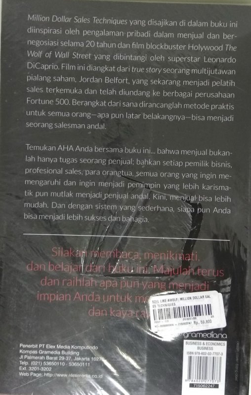 Cover Belakang Buku Sell Like a Wolf Million Dollar Sales Techniques