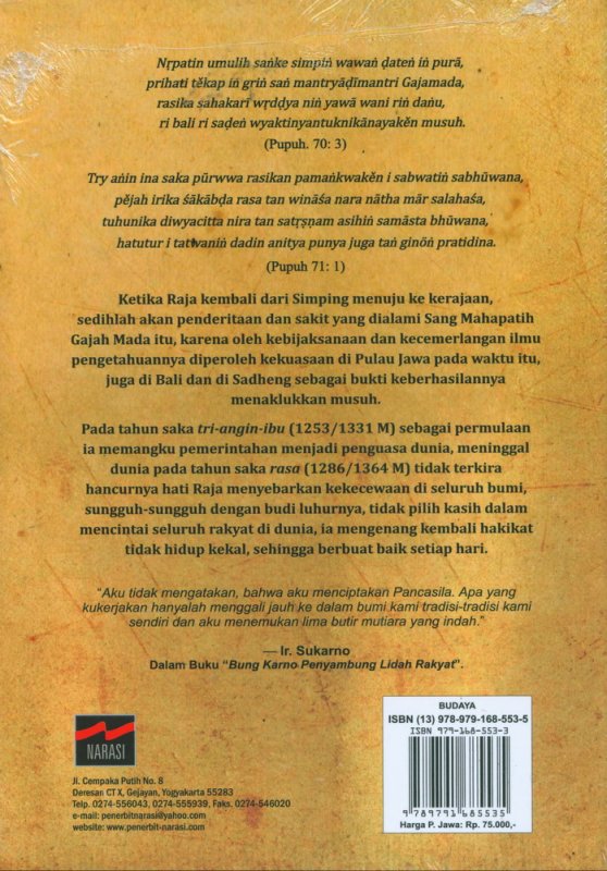 Cover Belakang Buku Kakawin Nagarakertagama - Teks Asli dan Terjemahan