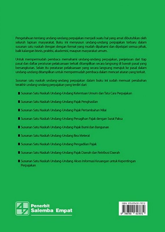 Cover Belakang Buku Kompilasi Undang-Undang Perpajakan Terlengkap Tahun 2018