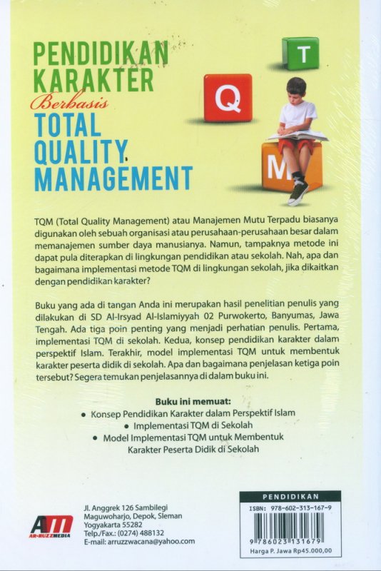 Cover Belakang Buku Pendidikan Karakter Berbasis Total Quality Management