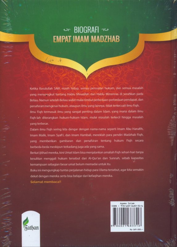 Cover Belakang Buku Biografi Empat Imam Madzhab (Hard Cover)