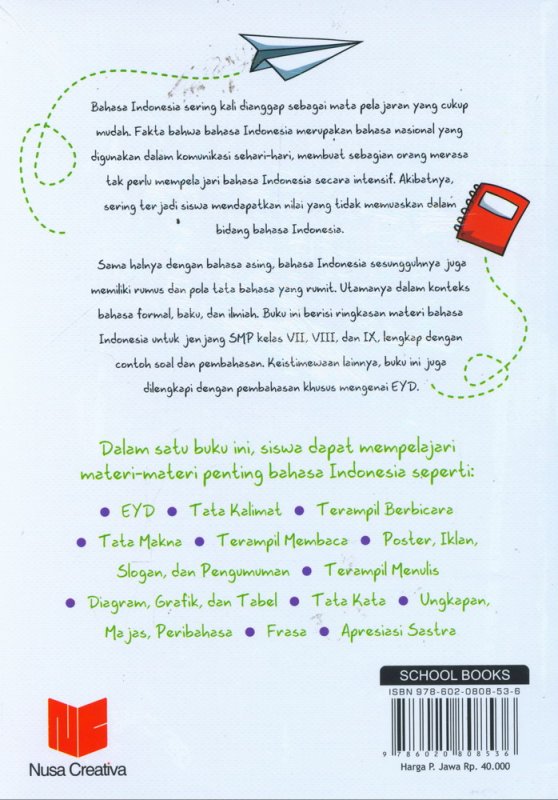 Cover Belakang Buku Juara Kelas Bahasa Indonesia (untuk SMP/MTs Kelas VII,VIII,IX)