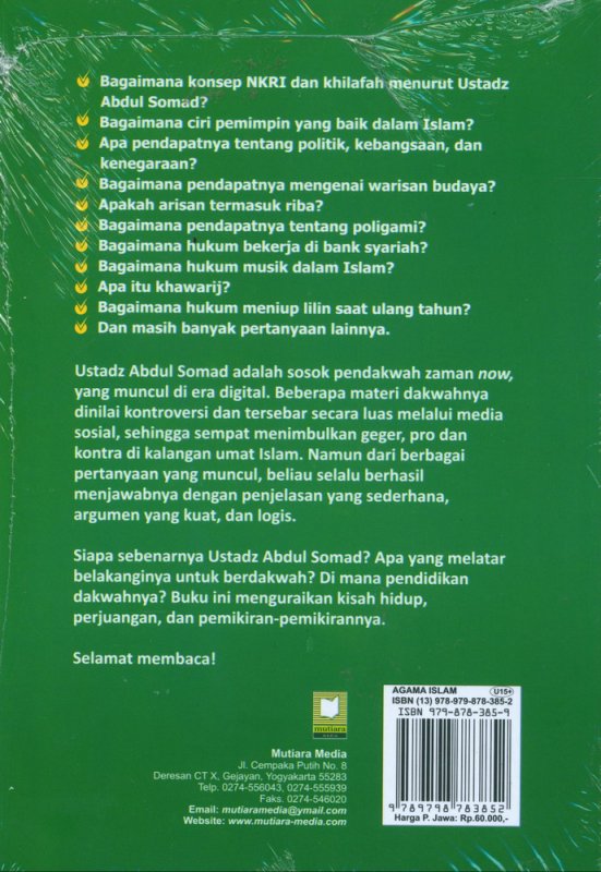 Cover Belakang Buku ABDUL SOMAD Lc M.A Ustadz Zaman Now