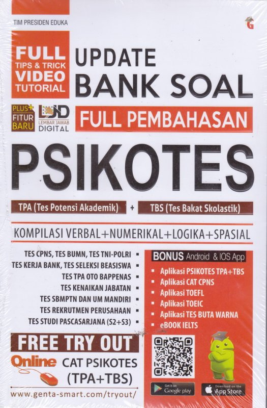 Cover Buku UPDATE BANK SOAL FULL PEMBAHASAN PSIKOTES TPA+TBS