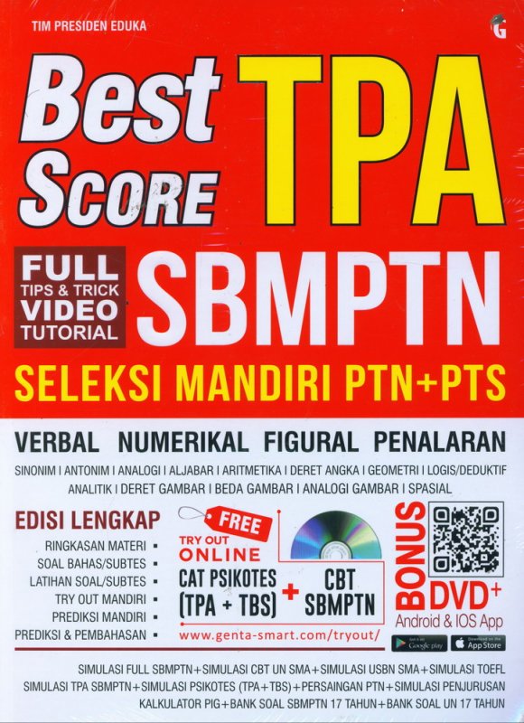 Cover Buku BEST SCORE TPA SBMPTN SELEKSI MANDIRI PTN+PTS
