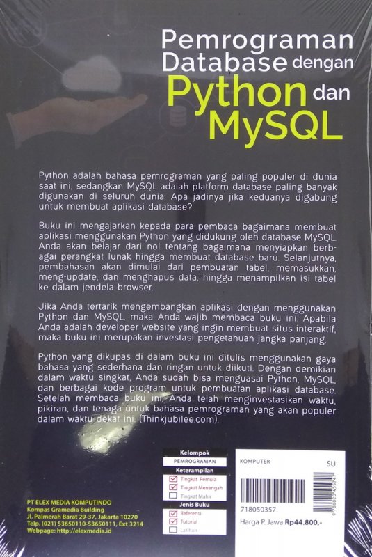 Cover Belakang Buku Pemrograman Database dengan Python dan MySQL