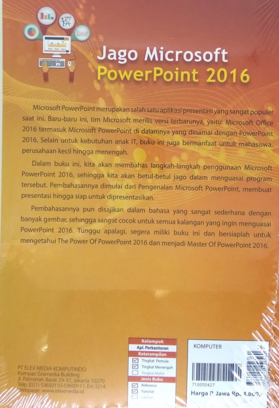 Cover Belakang Buku Jago Microsoft PowerPoint 2016