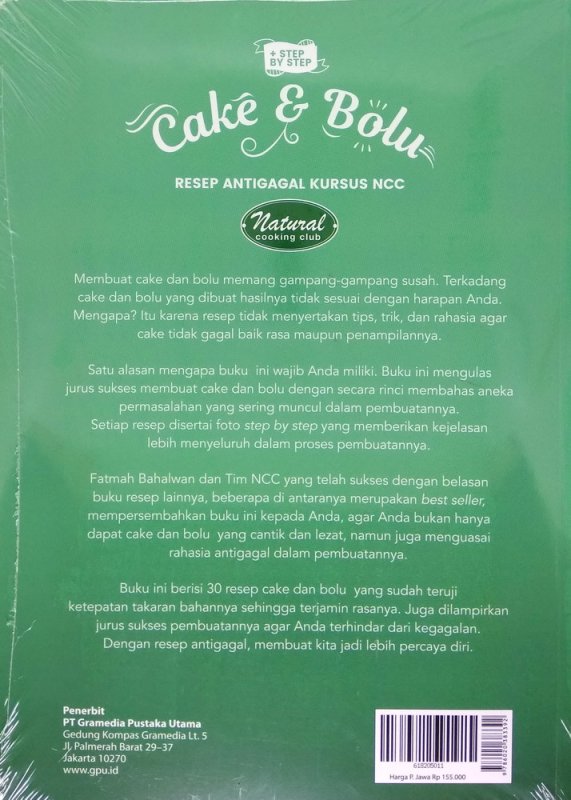 Cover Belakang Buku Cake & Bolu Resep Antigagal Kursus NCC + Step by Step