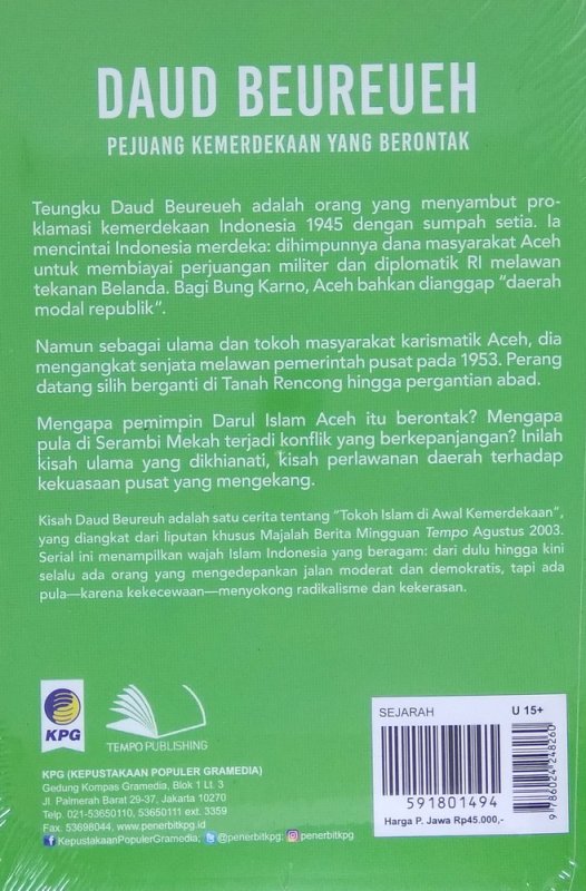 Cover Belakang Buku Buku Saku Tempo: Daud Beureueh