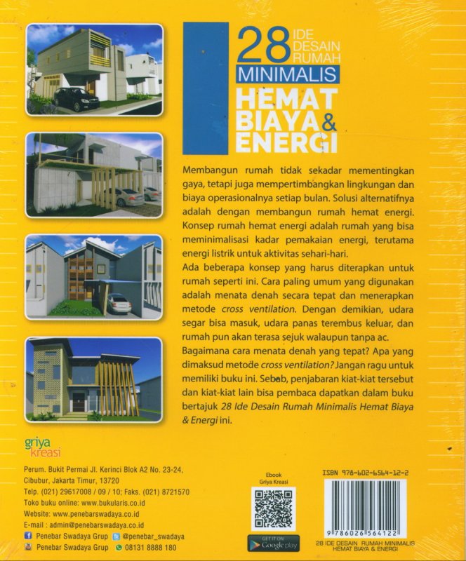 Cover Belakang Buku 28 Ide Desain Rumah Minimalis Hemat Biaya & Energi