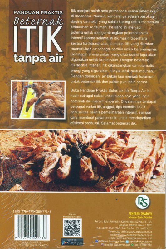 Cover Belakang Buku Panduan Praktis Beternak ITIK Tanpa Air
