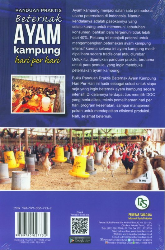 Cover Belakang Buku Panduan Praktis Beternak AYAM Kampung Hari Per Hari