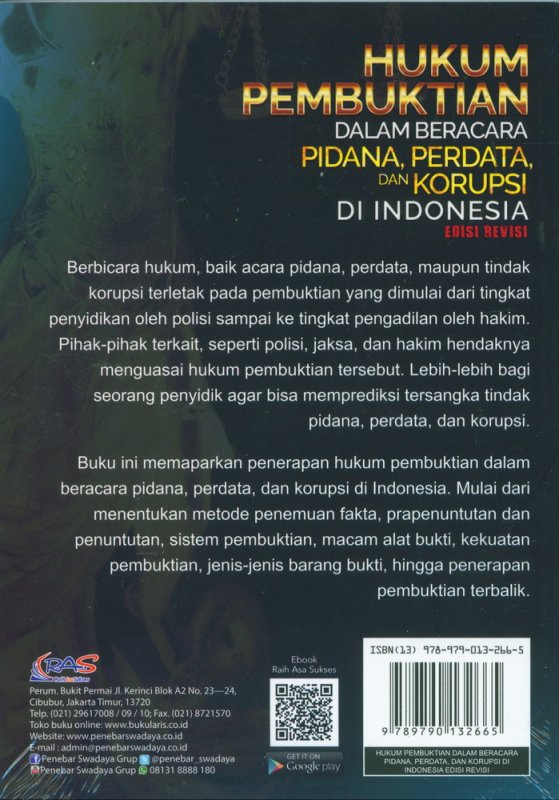 Cover Belakang Buku Hukum Pembuktian Dalam Beracara Pidana, Perdata, dan Korupsi di Indonesia - Edisi Revisi