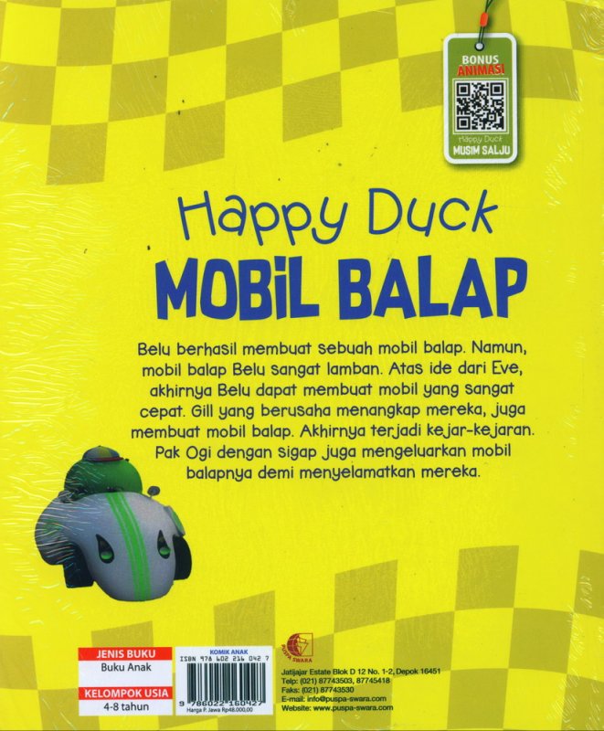 Cover Belakang Buku Happy Duck Mobil Balap
