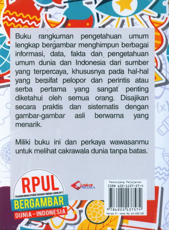 Cover Belakang Buku RPUL Bergambar Dunia - Indonesia untuk SD (Full Color)
