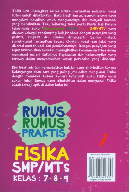 Cover Belakang Buku Rumus-Rumus Praktis Fisika SMP/MTs KELAS 7-8-9