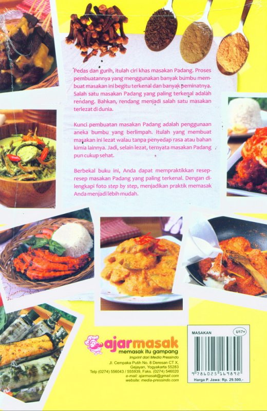 Cover Belakang Buku Resep Masakan Padang Sederhana & Murah Meriah
