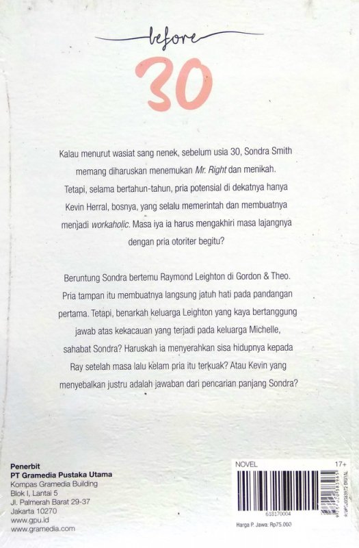 Cover Belakang Buku Amore: Before 30