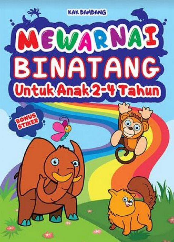 Cover Buku Mewarnai Binatang Untuk Anak 2-4 Tahun - Bonus Stiker