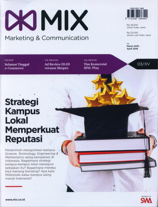 Cover Buku Majalah MIX Marketing Communications Edisi Maret - April  2018